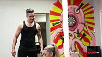 hd bruno makes horny trainer do some excercise on his big cock porn