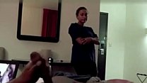 hd hotel maid catches him jerking and watches him cum porn