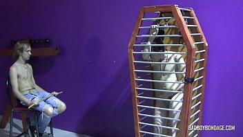 hd squrit badboybondage young dom locks up skinny sub and him to jerk off porn