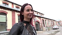 hd eager brunette offered cash by stranger porn