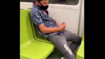 hd high mask jacking off in the subway porn