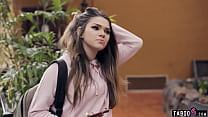 hd teen tourist athena faris in an airbnb in germany with a much older guy porn