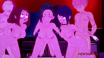 hd boku no hero hentai orgy yaoyorozu momo ochako uraraka kyoka jiro with deku todoroki bakugou with crempie 3d cartoon porn
