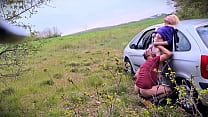 hd public passionate sex outdoor by the road with big boobs gorgeous blonde woman part1 porn