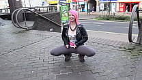 hd beautiful and very slutty slut shows her ass in public while pissing between her legs porn