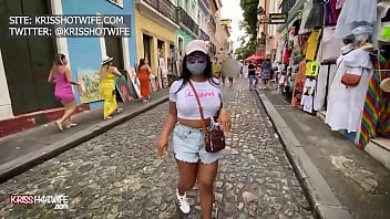 hd kriss hotwife showing off in salvadors tourist spot with a short that leaves all butt out porn