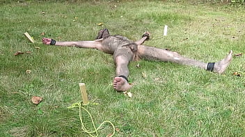 hd nuisette007 tied spread naked outdoors and facing up porn