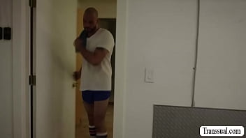 hd smoking sexy shemale barebacked by her gym buddy porn