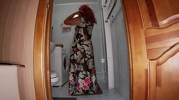 hd mature milf took off her panties and went to the shower but got a dick in anal porn