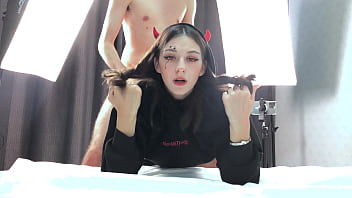 hd devil girl get fucked on halloween huge creampie load inside her tight pussy porn