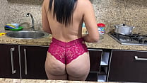 hd i found my stepmom cooking in a bikini with her huge ass and i stayed to help her my stepson got a boner when he saw porn