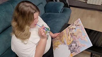 hd cum on the cute paintress big ass porn