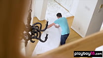 hd миниатюрная брюнетка с крошечными сиськами ана роуз трахает большой хуй массажиста porn