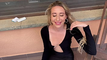 hd blowjob on balcony before outdoor hot sex and footjob with riming near pool porn