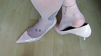 hd beige patent eks leather high heels and nylons shoeplay by isabellesandrine porn