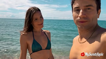 hd holiday vlog my wife goes topless and gives me a sneaky bj at the beach porn