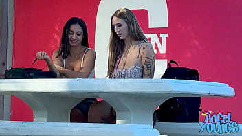 hd frat boy max picks up angel youngs and hailey rose in college campus porn