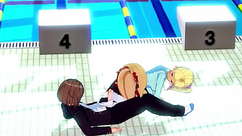 hd hentai girl making handjob in the swimming pool porn