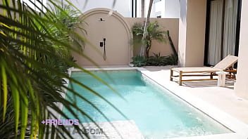 hd putri cinta playfully bending over at the poolside ready to be fucked porn