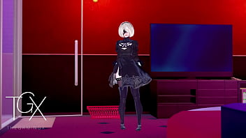 hd anime hentai game gaming 2b sexy robot android girl hardcore sex in all positions and deep throat porn