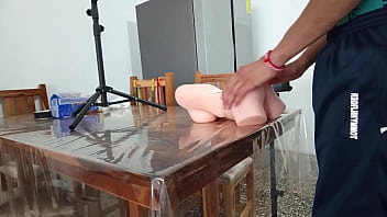 hd fetish sticking my big cock in my sex toy in the dining room porn